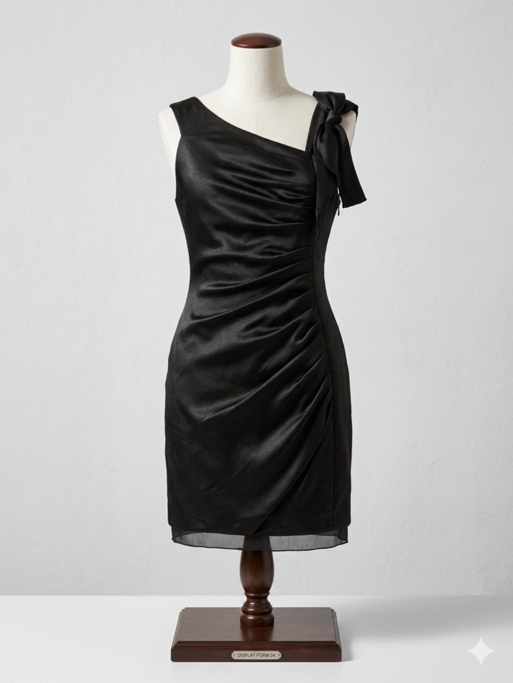 White by Vera Wang Black One-Shoulder Cocktail Dress with Shoulder Tie